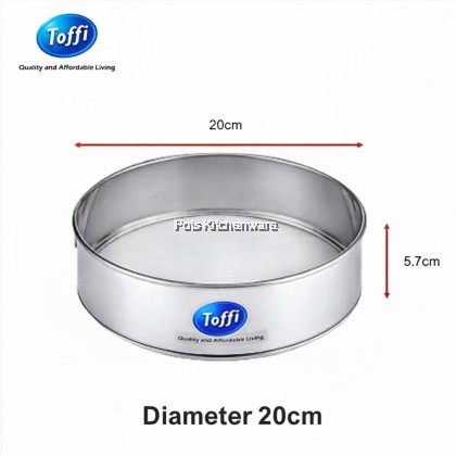 Toffi High Quality Stainless Steel Fine Mesh Flour Strainer Flour Sieve Penapis Tepung 面粉筛 - K3020