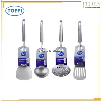 Toffi Stainless Steel Kitchen Utensils Set Slotted Turner Spatula Ladle Strainer Senduk Sudip Penapis 不锈钢锅铲汤勺 - K9910M
