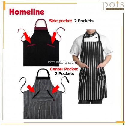Homeline Two Pocket Cotton Polyester Bib Chef Apron Barista Bartender Waiter Apron 厨师服务员围裙 - L0219