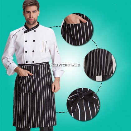 Homeline Half Length Half Body Restaurant Chef Apron Bistro Barista Waiter Waitress Apron 线条厨房围裙- L0226