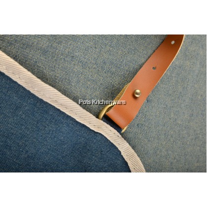 Homeline Stylish Unisex Denim Jeans Barista Apron Waiter Apron with Leather Straps 牛仔布围裙 - L0323