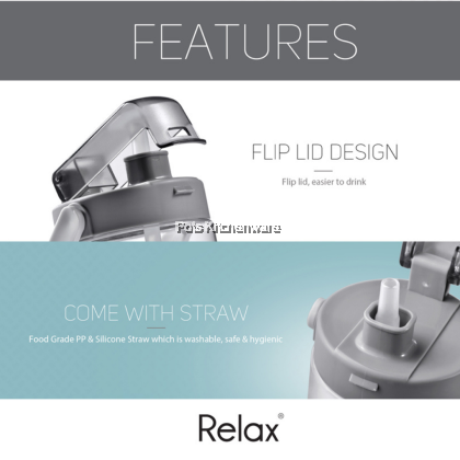 Relax BPA Free Tritan Water Bottle Tumbler with Straw Carry Handle Air Botol 水罐 (1400ml/1800ml) - D7218 Relax BPA Free Tritan Water Bottle Tumbler with Straw Carry Handle Air Botol 水罐 (1400ml/1800ml) - D7218