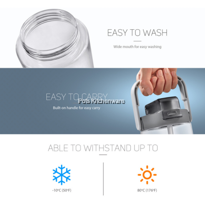 Relax BPA Free Tritan Water Bottle Tumbler with Straw Carry Handle Air Botol 水罐 (1400ml/1800ml) - D7218 Relax BPA Free Tritan Water Bottle Tumbler with Straw Carry Handle Air Botol 水罐 (1400ml/1800ml) - D7218