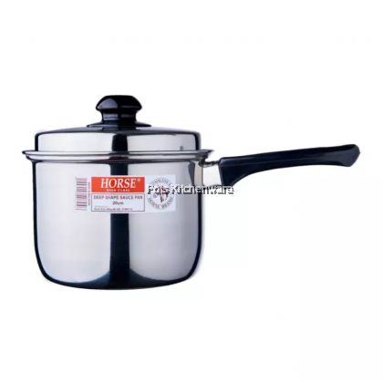 Horse Stainless Steel Grade 18.8 Deep Sauce Pan with Handle (16cm/18cm/20cm/22cm) - 4316SM Horse Stainless Steel Grade 18.8 Deep Sauce Pan with Handle (16cm/18cm/20cm/22cm) - 4316SM