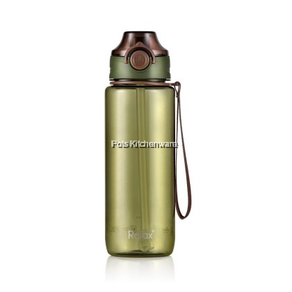 Relax BPA Free 600/800/1000ml Tritan Water Bottle Drinking Tumbler Push Button Botol Air 1L with Straw with Handle 水罐水壶 - D7910M