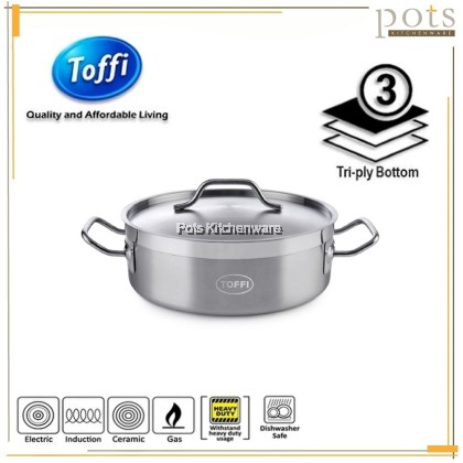 TOFFI 3 Layers Stainless Steel Casserole Pot 2 Handle with Lid- C5500