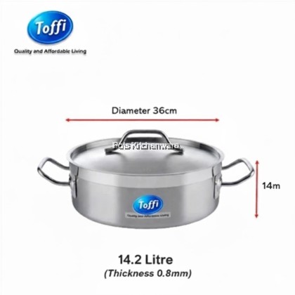 TOFFI 3 Layers Stainless Steel Casserole Pot 2 Handle with Lid- C5500