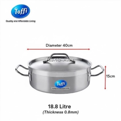 TOFFI 3 Layers Stainless Steel Casserole Pot 2 Handle with Lid- C5500