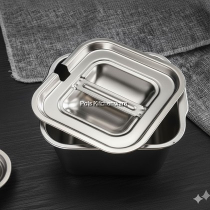 Toffi Stainless Steel Square Condiment Bowl & Lid- K5700