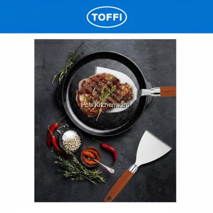 Toffi Stainless Steel Scraper Wooden Handle / Slope Burger Scrapper Spatula Shovel Tepanyaki Turner