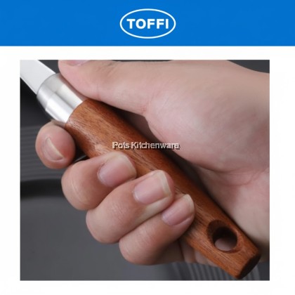 Toffi Stainless Steel Scraper Wooden Handle / Slope Burger Scrapper Spatula Shovel Tepanyaki Turner