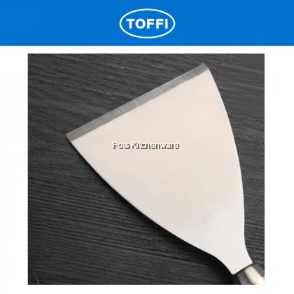 Toffi Stainless Steel Scraper Wooden Handle / Slope Burger Scrapper Spatula Shovel Tepanyaki Turner