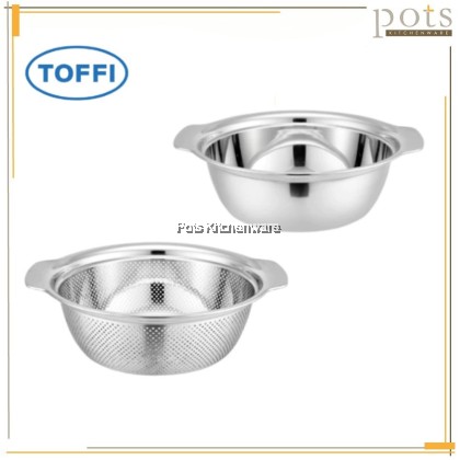 Toffi SUS201 Stainless Steel Bowl Basin Strainer Colander with handle- K5100