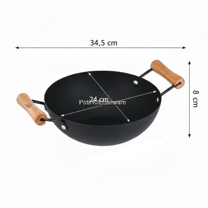 Ringo Home Premium Nitrided Iron Black Steel Wok / Frypan | No Coating | Fast Heating | Compatible with All Stovetops Ringo Home Premium Nitrided Iron Black Steel Wok / Frypan | No Coating | Fast Heating | Compatible with All Stovetops