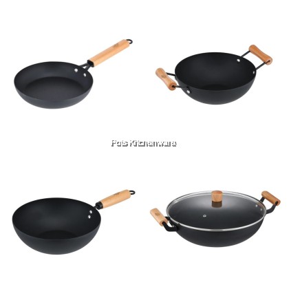 Ringo Home Premium Nitrided Iron Black Steel Wok / Frypan | No Coating | Fast Heating | Compatible with All Stovetops Ringo Home Premium Nitrided Iron Black Steel Wok / Frypan | No Coating | Fast Heating | Compatible with All Stovetops