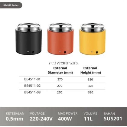 5 Stars Hotel Grade Stainless Steel Electric Soup Warmer 11L Periuk Pemanas Sup 商用不锈钢保温汤桶BE4510 5 Stars Hotel Grade Stainless Steel Electric Soup Warmer 11L Periuk Pemanas Sup 商用不锈钢保温汤桶BE4510