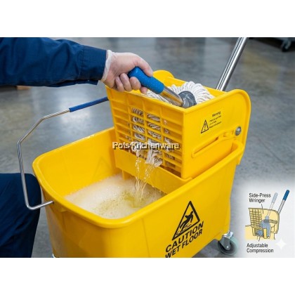 20L Mop Bucket with wringer & roller Baldi mop dengan pemerah手压式家用商用榨水车P00-S2020