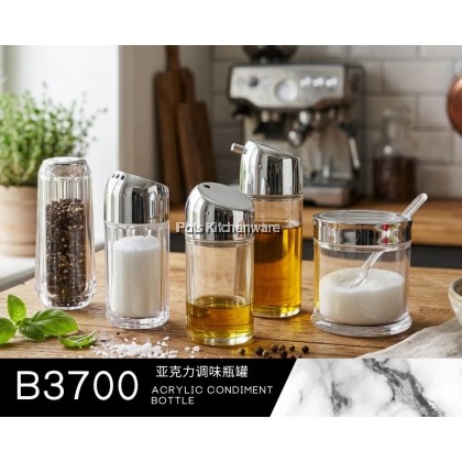 Acrylic Condiment Bottle Spices Pepper Spices Sauce Container Food Transparent Bottle Botol Perencah Rempah 胡椒盐酱油罐-B3700