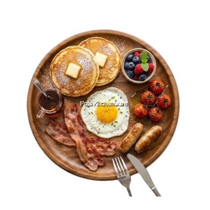 Natural Sapele Wood Round Serving Plate Tray Dulang Bulat Kayu Semula Jadi 实木圆形托盘-W00-B902060M