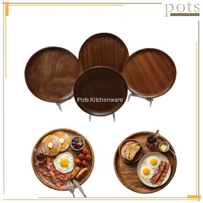 Natural Sapele Wood Round Serving Plate Tray Dulang Bulat Kayu Semula Jadi 实木圆形托盘-W00-B902060M