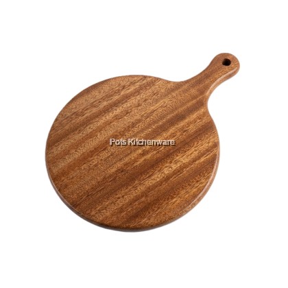 Natural Wood Round Serving Plate Tray W/Hdl Dulang Bulat Kayu Semula Jadi 实木圆形托盘-W00-B902010M