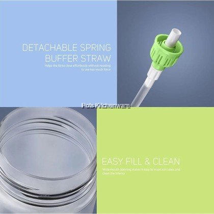 RELAX 1000ml Tritan BPA Free With Straw Drinking Colorful Water Bottle Botol Air 水壶 - PRL-D8010M RELAX 1000ml Tritan BPA Free With Straw Drinking Colorful Water Bottle Botol Air 水壶 - PRL-D8010M