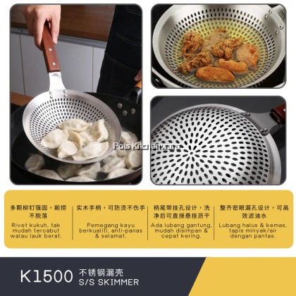 Stainless Steel Skimmer Cooking Strainer Long Handle Frying Skimmer Senduk Penapis Keluli Tahan Karat(24 - 30cm)不锈钢漏勺-S00-K1500M Stainless Steel Skimmer Cooking Strainer Long Handle Frying Skimmer Senduk Penapis Keluli Tahan Karat(24 - 30cm)不锈钢漏勺-S00-K1500M