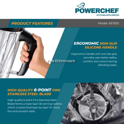POWERCHEF 1500w Commercial Blender Mesin Pengisar Komersial 商用冰沙机J00-KE1502
