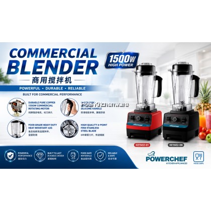 POWERCHEF 1500w Commercial Blender Mesin Pengisar Komersial 商用冰沙机J00-KE1502
