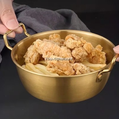 Korean Style Stainless Steel Gold Snack Bowl Double Handle | Mangkuk Emas Hidangan Dessert Buah | 韩式不锈钢金色小吃双耳碗