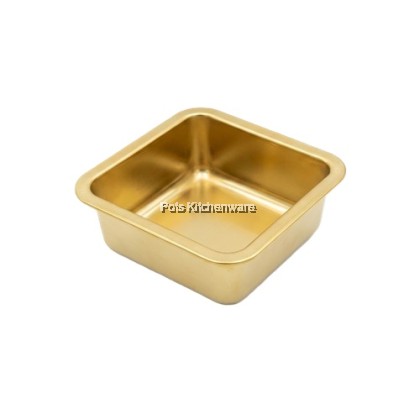Stainless Steel Gold Rectangular Square Plate for Barbecue Tray Kitchen Dining Table Plates Dulang Pelbagai Guna金色不锈钢长方形餐盘 S00-B901140