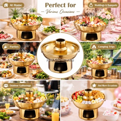 Stainless Steel Gold Hot Pot Dessert Milk Tea Hot Pot Periuk Panas Keluli Tahan Karat untuk Dessert 甜品奶茶火锅-S00-B901100