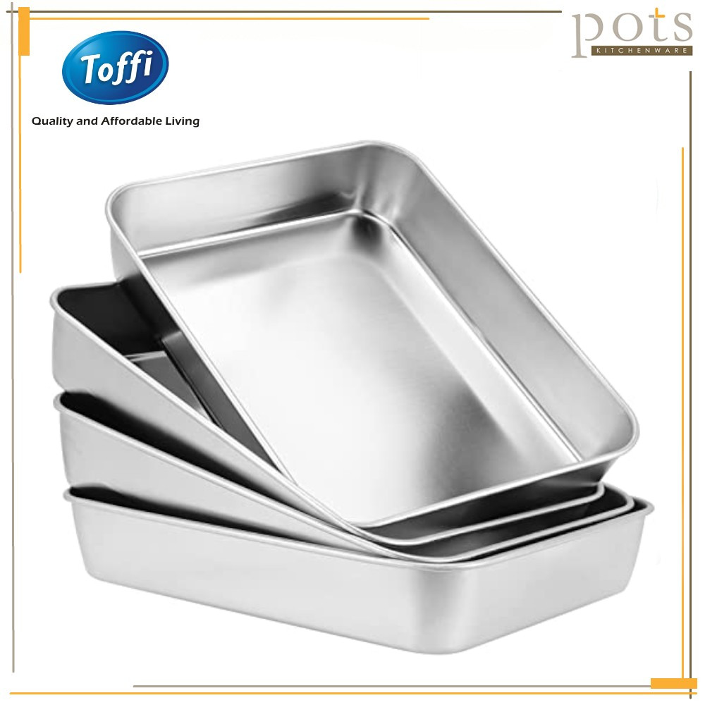 THICK Toffi Stainless Steel Deep Rectangular Tray Rectangle Baking Tray